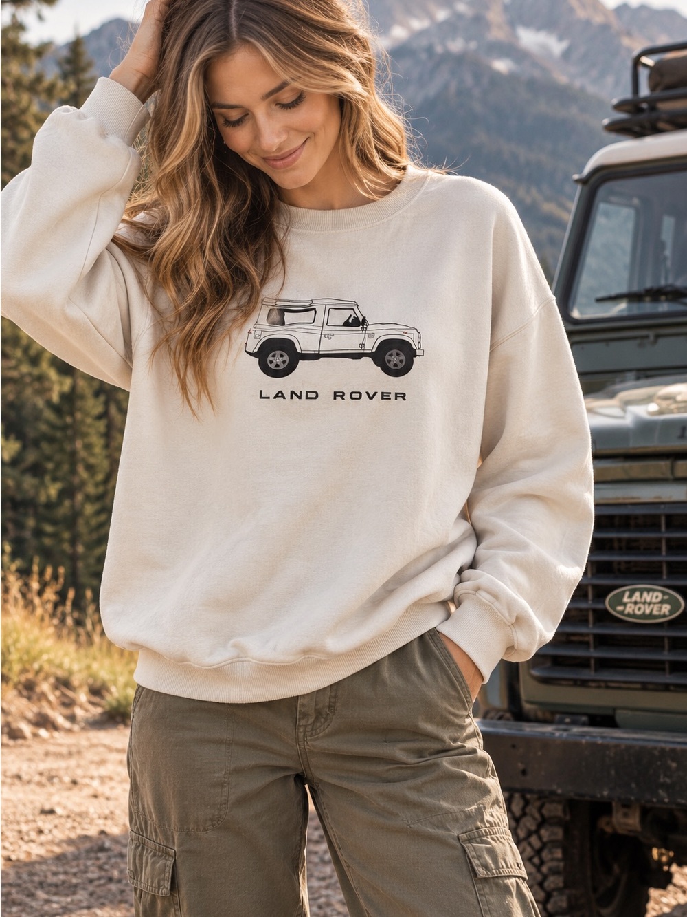 PacSun x Land Rover Defender Crewneck Sweatshirt Cream Size L